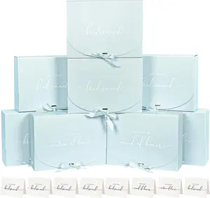 8Pack Bridesmaid Proposal Box with Bridesmaid Cards, Bridesmaid Boxes with Ribbon, Maid Matron of  Proposal Box, Boxes for Bridesmaid Proposal, Bridesmaid Proposal Gifts (Blue)
