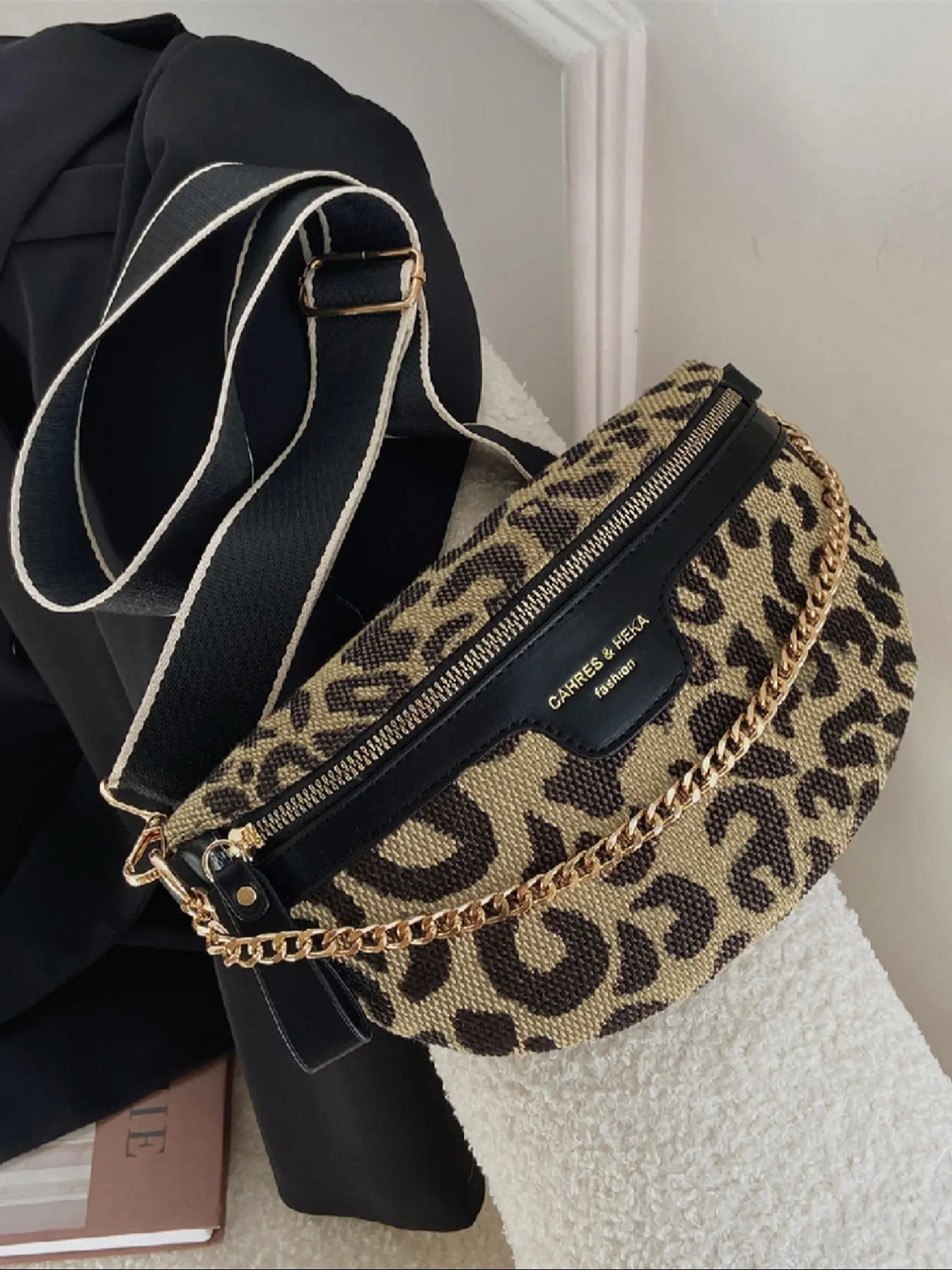 Women's Fashion Leopard Pattern Fanny Pack, Casual Bum Bag, Casual Waist Bag, Casual Versatile Zipper Chest Bag for Daily Used, Trendy All-match Sling Bag, Zipper Belt Bag, Waist Packs