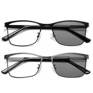 DEIYSEGL 2pcs Photochromic Glasses Met  al Fashion Eyeglasses HD Lens Outdoor Indoor Anti Blue Light UV400 high-definition vision