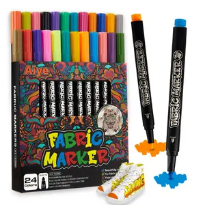 12/24 Fabric Markers Set, Washable Non-Toxic Paint Pens, Permanent Clothing Markers, Fine Tip Art Supplies for Crafts & Drawing