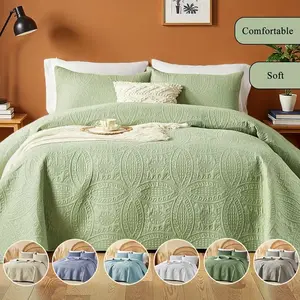 Quilts For Queen Bed Orange Bedspreads - Soft Bed Summer Lightweight Bedspread Comforter - Modern Style Coin Pattern Coverlet For All Season - 3 Pieces (1 Quilt, 2 Pillow Shams)