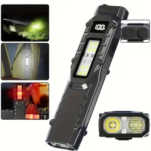 1500LUMEN EDC Tactical Flashlight - USB-C Rechargeable, dual material Fast Charging, Slim Flat Design | Spotlight/Floodlight/Strobe Modes, Digital Display, Lightweight for Everyday Carry, Glove Box & Outdoor Use