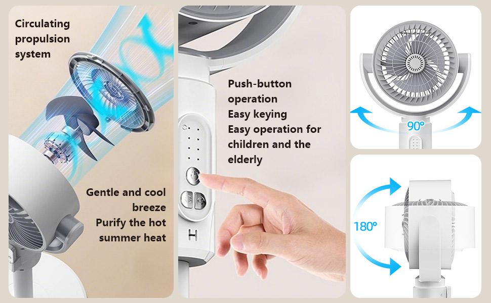 Portable Standing Fan with Remote, 2000mAh Rechargeable Battery Operated Fans, 90°+180° Oscillating Air Circulator, 5 Speeds Quiet Pedestal & Tabletop Fan, Adjustable Height 15"-32", Foldable Floor Fan for Bedroom, Camping, Office (White) Portable Standing Fan with Remote, 2000mAh Rechargeable Battery Operated Fans, 90°+180° Oscillating Air Circulator, 5 Speeds Quiet Pedestal & Tabletop Fan, Adjustable Height 15"-32", Foldable Floor Fan for Bedroom, Camping, Office (White)