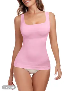 Women's Shapewear Clothes Tank Tops Tummy Control, Seamless Square Neck Compression Tops, Slimming Body Shapewear, Solid Backless Shaper