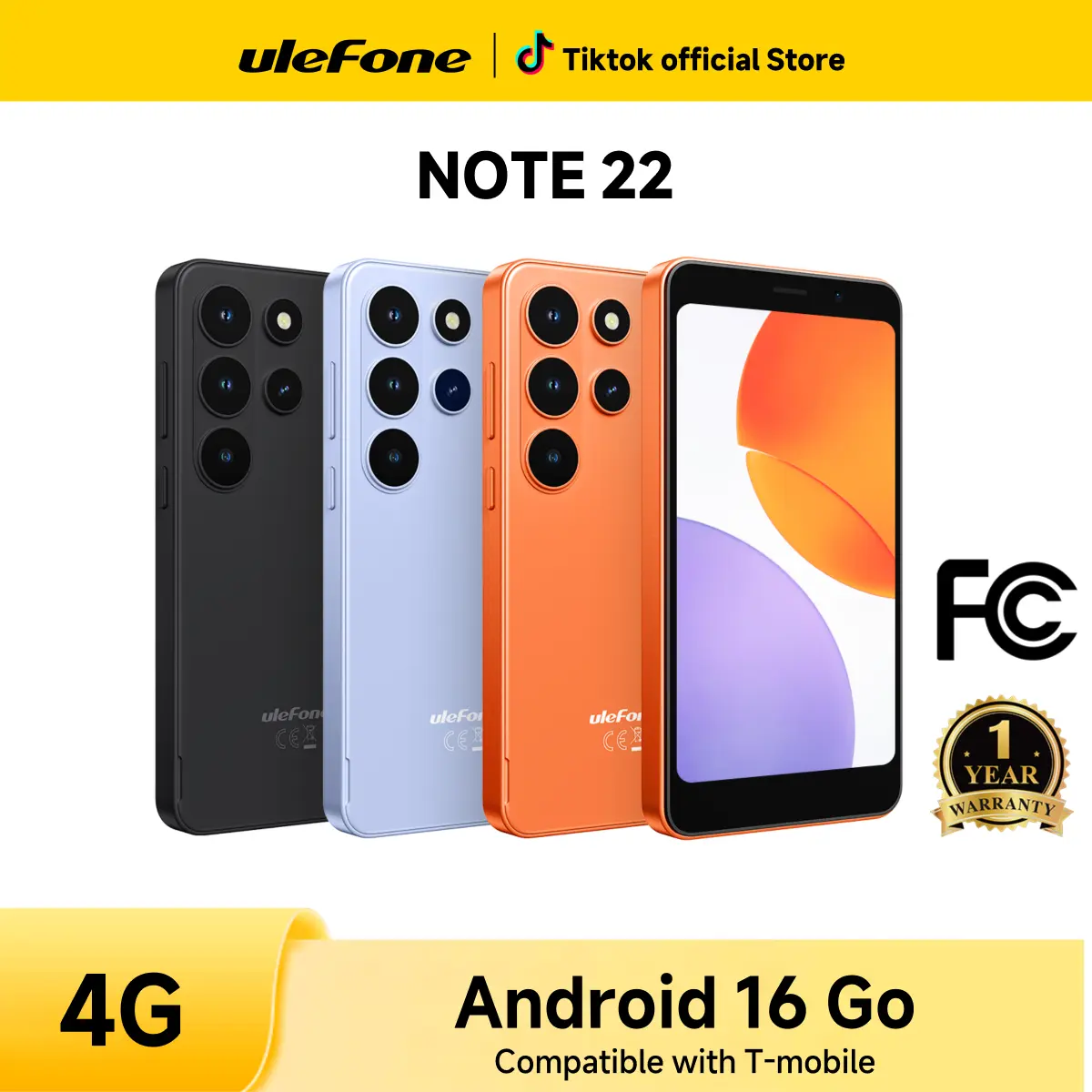 Ulefone Note 22 Android 16 Go Unlock Telephone,Dual SIM Card & 4G LET Networks，20GB Dynamic RAM+32GB ROM/2TB Expandable，5’‘ Mini Screen Miniphone，Unisoc T7100 CPU，Removable Battery，For Present CompactPhone Cellphone