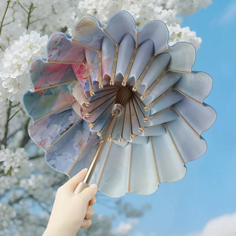 32-Rib Wisteria Flower Umbrella - Vintage Chinese Floral Collectible, Lightweight Foldable, Rain & Sun Dual-Use Cultural Decor Art Piece with 32-rib Elegance