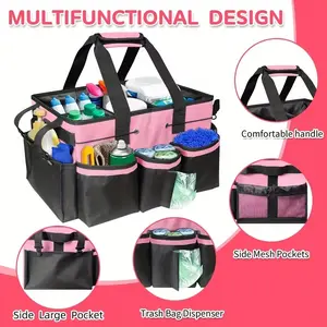 Large Capacity Cleaning Tool Storage Bag with Foldable Compartments and Shoulder Strap, Portable Multi-Functional Gardening Household Cleaner