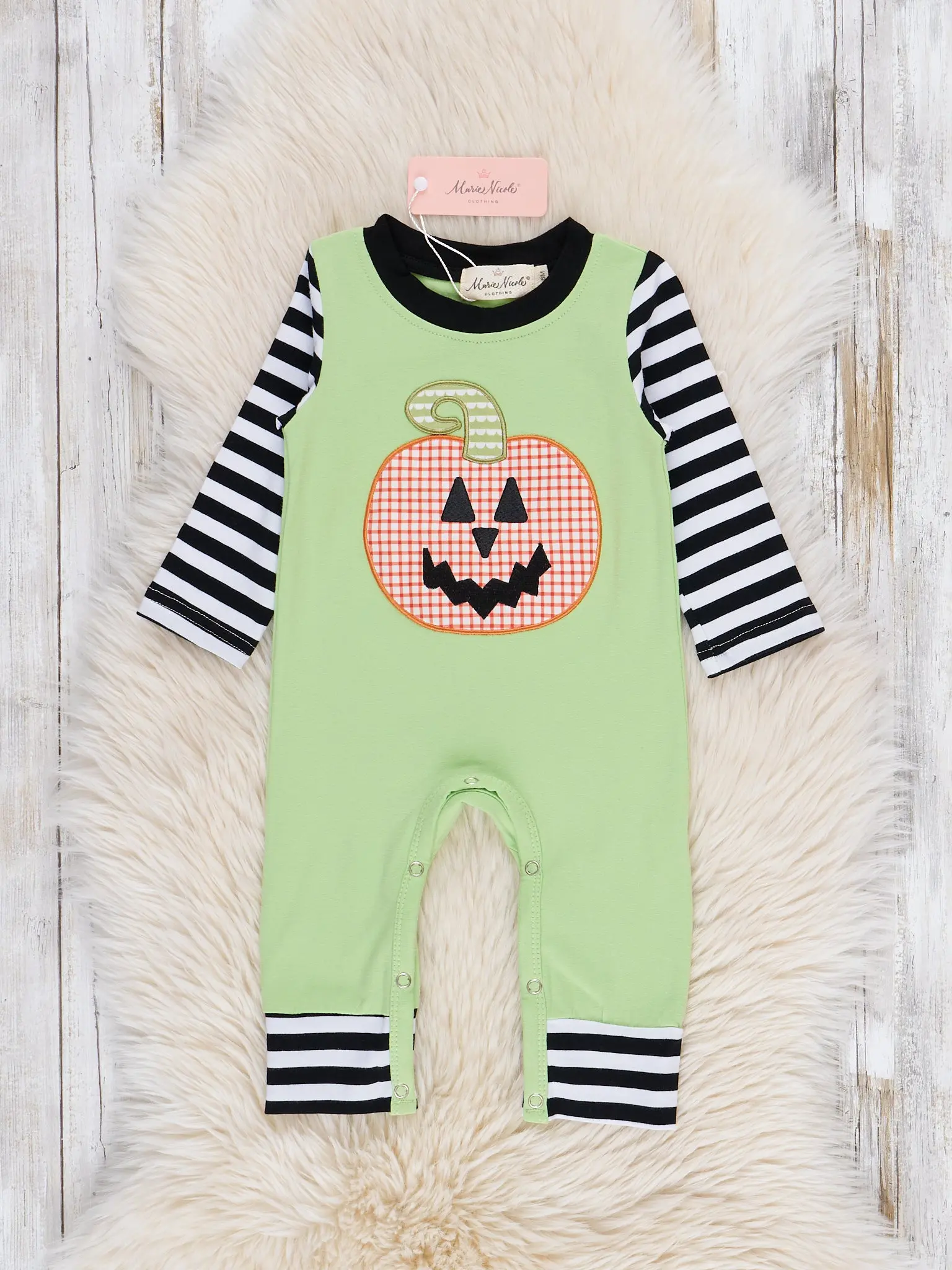 Lime Embroidered Pumpkin Romper
