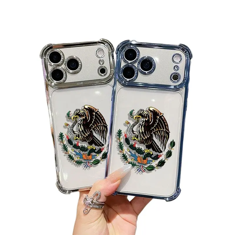 Clear Soft TPU Phone Case, Mexican Golden Eagle Badge Flag Pattern, 4-Corner Airbag Shockproof Anti-Fall Protective Cover Shell Casing for iPhone 11-17, iPhone 17 Pro Max, Ideal Gift Accessory by LUMN Studio (Offers Enhanced Phone Protection) tiktokshopba