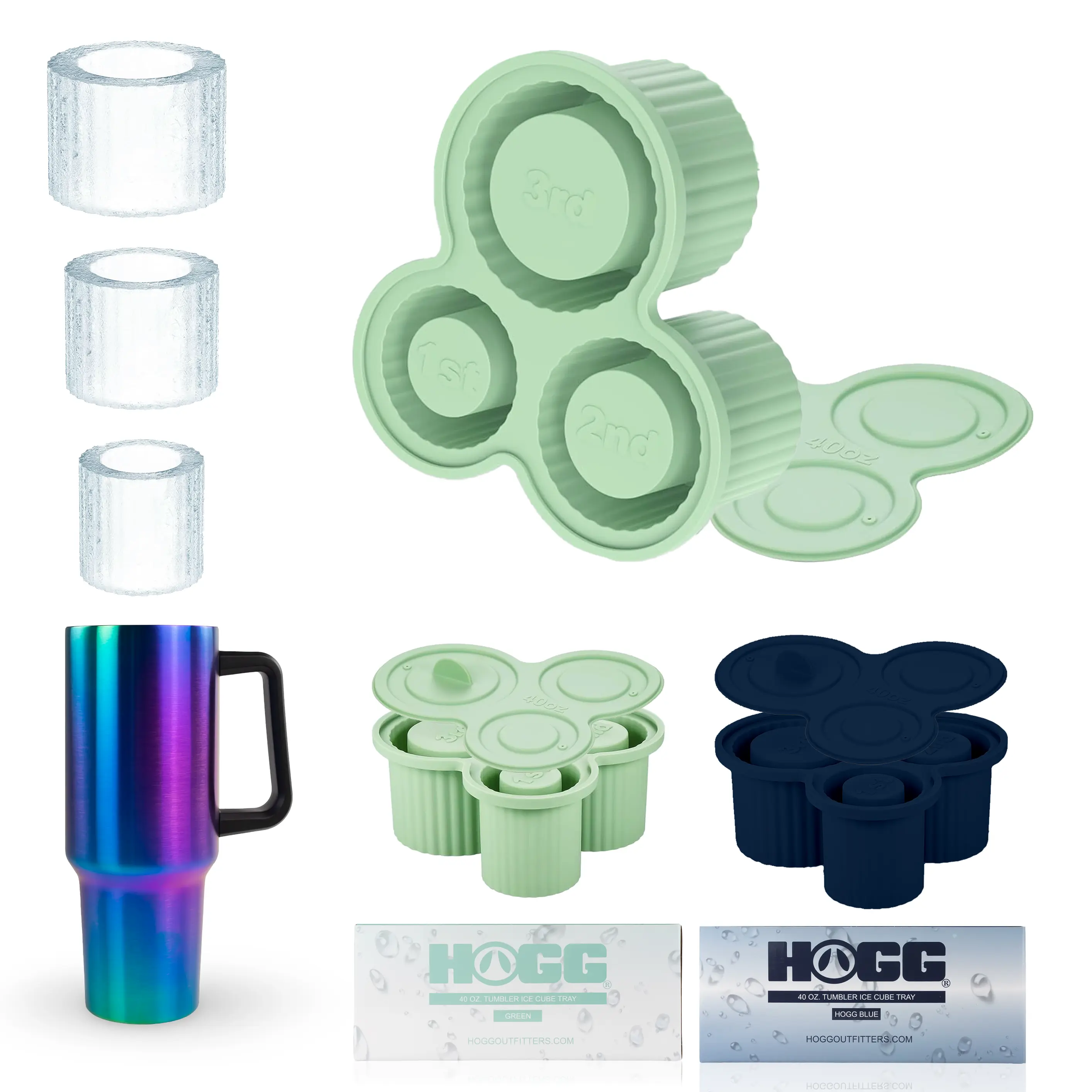 40oz TUMBLER ICE CUBE TRAY - SILICONE ICE MOLD W/ LID