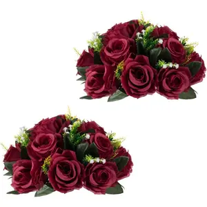 2 Packs Flower Centerpieces for Wedding Tables Wedding Table Decorations Burgundy Flower Balls Centerpieces for Engagement Cerebration Party