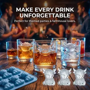 Latest Silicone Ice Cube Mold Set, 1/2/3pcs Six-Grid Lucky Cow Shape, Quick Freeze & Release, Easy Removal, Refrigerator Accessories, Home Bar Accessories, Ice Cube Maker