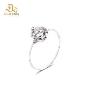 【New Invisible Ring】Delzzad 1-2ct Creative Floating Invisible Ring Luxury Transparent Mermaid Tear Ring Solitaire Prong Clear Thread Ring Band VVS Synthetic Moissanite S925 Ring Jewelry Perfect Birthday Dating Engagement Wedding Anniversary Christmas Gift