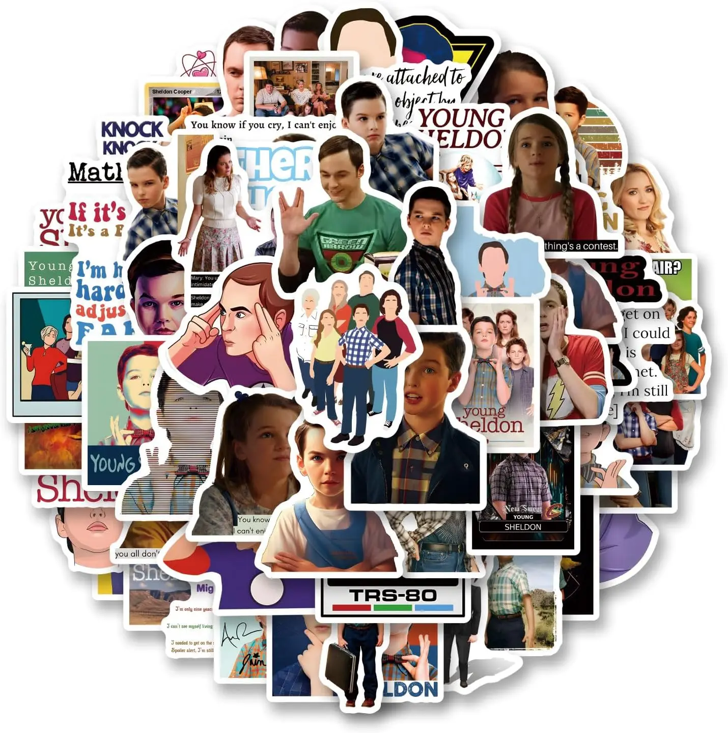 64pcs Sheldon TV Drama Themed Retro Romantic Aesthetics Vinyl Stickers Pack, Mini Fridge & Moodboard Decorative Stickers for Water Bottle, Skateboard, Laptop, Mini Fridge Stickers, Moodboard Fridge Stickers