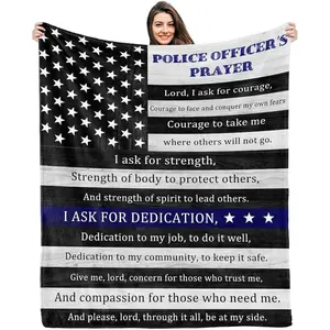 Police Officer Gifts for Him, Police Gifts for Men, Thin Blue Line Police Flag Blanket, Police Academy Graduation Gifts, Best Gift for Policemen, for Police OfficersThanksgiving Children's Day holiday gifts for family members summerwins