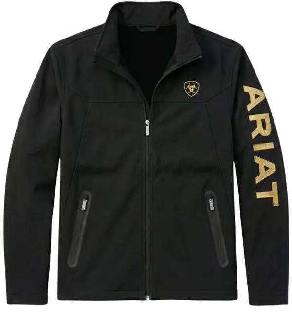 Ariat Men's New Team Softshell Brand Jacket, Black/Gold
