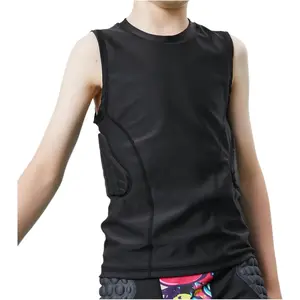 Padded Football Shirt Rib Protectors Kids Compression Shirt with Pads Basketball Protective Gear Rugby Tank Top