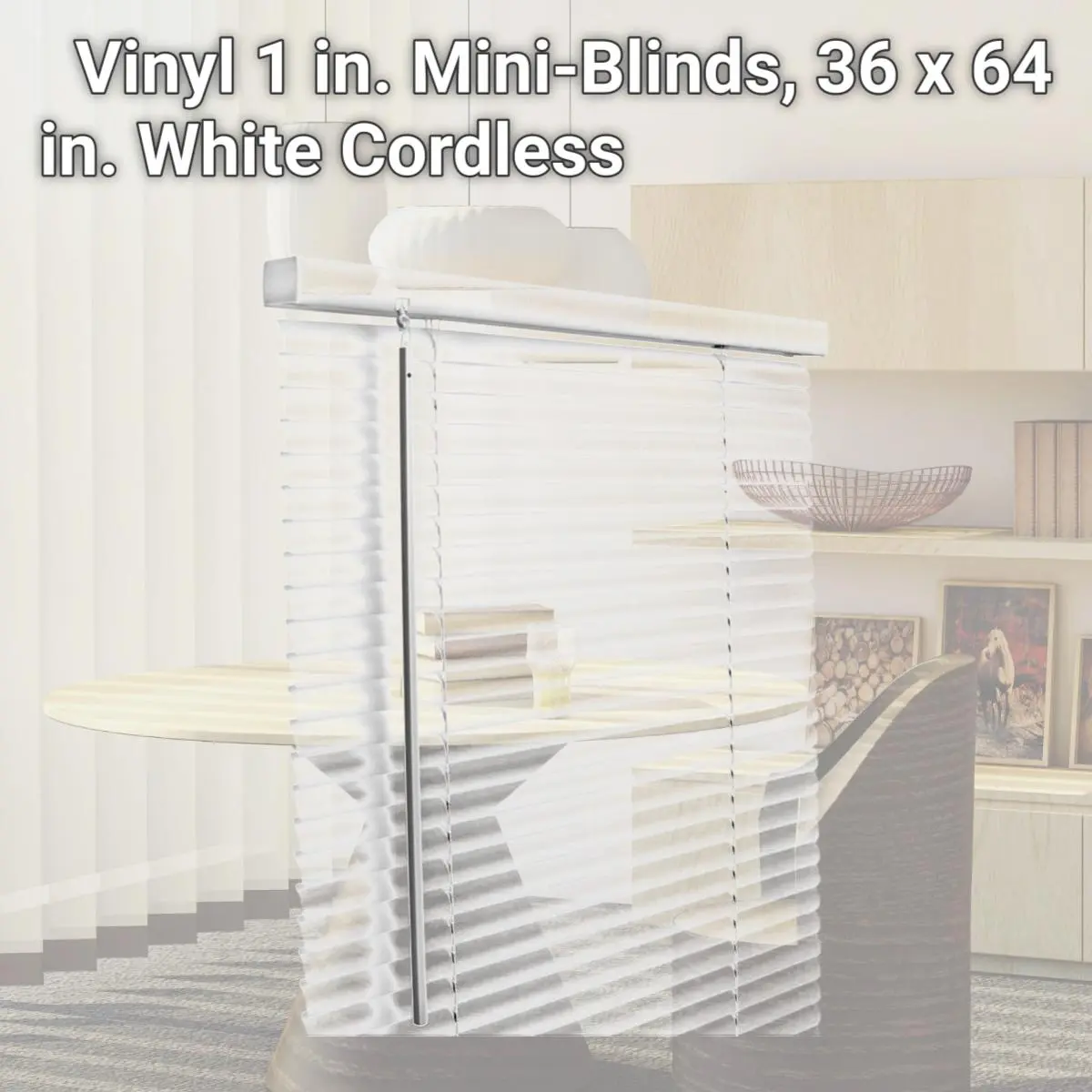 212 MAIN Baby Room Decor Mini-Blinds, Cordless White Vinyl Window Shade, 1 in. Horizontal Washable Slats, 36 x 64 in, Hardware Included, Corded Or Cordless, Horizontal Slat, Window Shade Cover