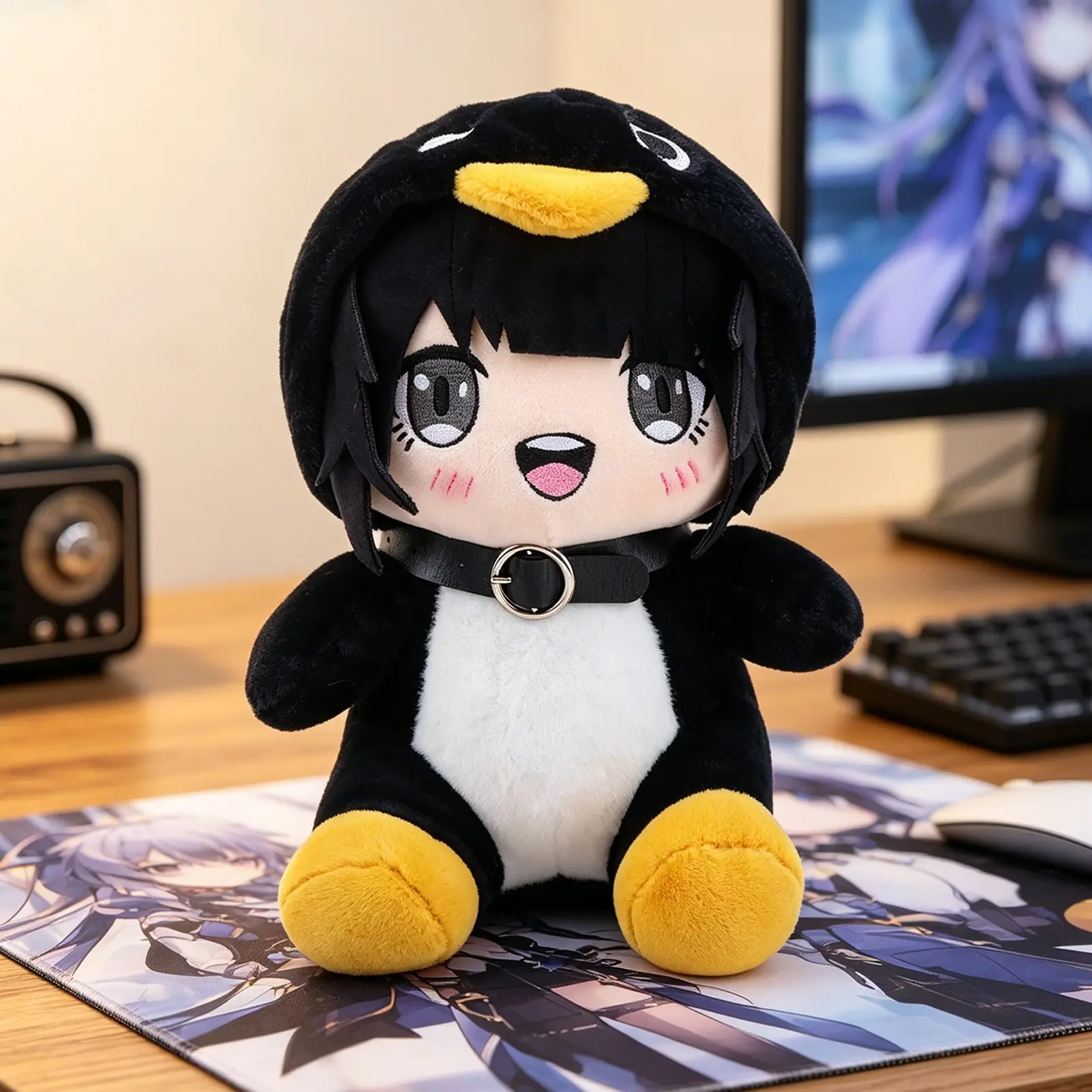 Gugugaga Penguin Administrator Plush Toy, Soft Adorable Stuffed, Kawaii Penguin Outfit Anime Plush Figure with Soft Stuffed Design, Soft Fluffy, Chibi Girl Penguin Toy for Room Decor and Collection Display, Plush Gift for Anime Lovers, Kids & Collectors