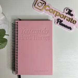 Pink "You Can Do Hard Things, Corporate Girl Notebook, Pink Embossed Cover, 120 Pages spiral notebook Stationery Office Supplies