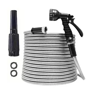 US Standard Metal Car Washing Hose 14mm 201 Stainless Steel Car Accessories Spayer Durable Non Twisted Outdoor Garden Hose