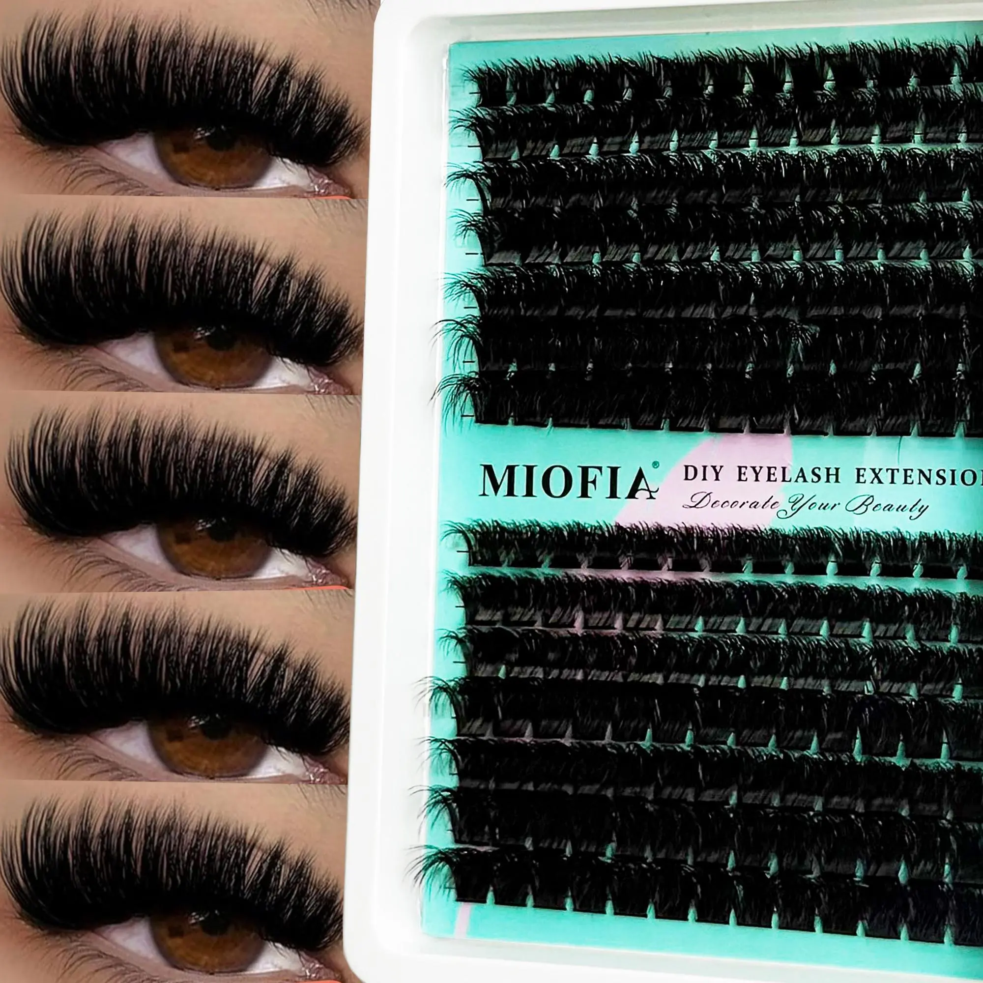 MIOFIA Eyelash Clusters 150D 100D 80D 50D Thick Lashes Mixed Length Tray Natural DIY Eyelash Extension 3D Faux Mink Lash Makeup 2026 New
