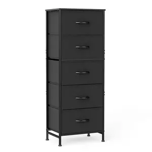 5-Drawer Dresser with Fabric Storage Bins & Sturdy Steel Frame - Freestanding or Stackable Modern & Organizer Chest, Space-Saving Vertical Design with Spacious Drawers for Bedroom, Closet, Hallway - Easy Assembly, Durable Artificial Wood Top