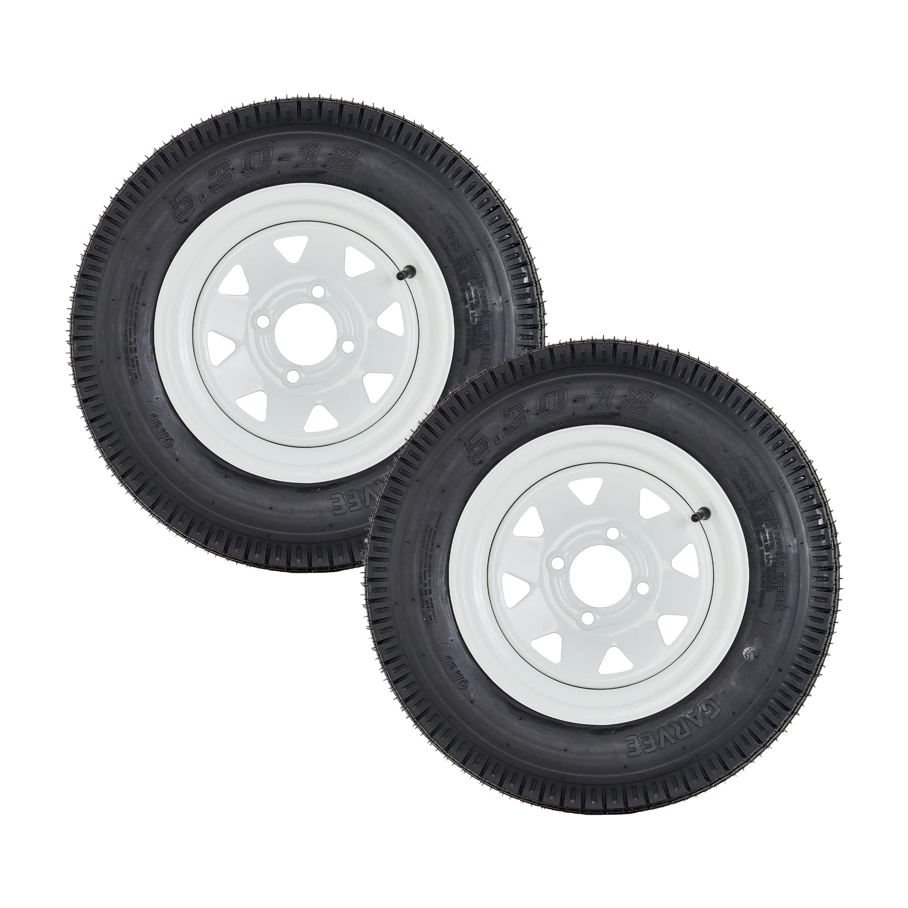 GARVEE 4.80-12/5.30-12 Trailer Tires and Wheels Set of 2, 12" 4-Lug on 4" Bolt Pattern, 6-Ply Load Range C Utility & Boat Trailer Replacement Rims