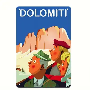 Vintage Dolomiti Metal Sign - 8x12 in Retro Wall Art, Italy Dolomites Travel Poster for Bar, Cafe, Garage, Home Decor,