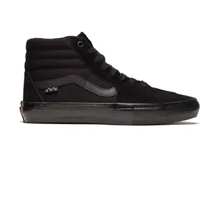 Vans Skate Sk8-hi Shoes Black Leather with Rubber Sole and Classic Design