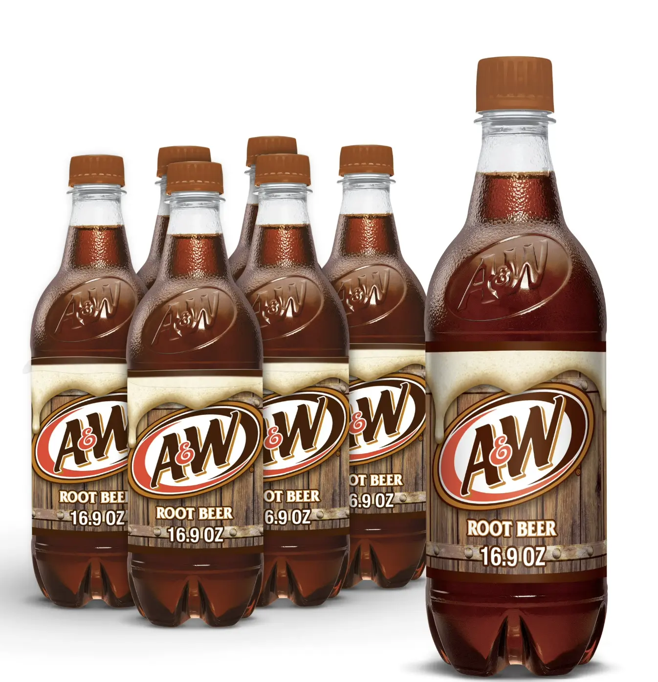 A&W Root Beer Soda Pop, 16.9 fl oz, 6 Pack Bottles