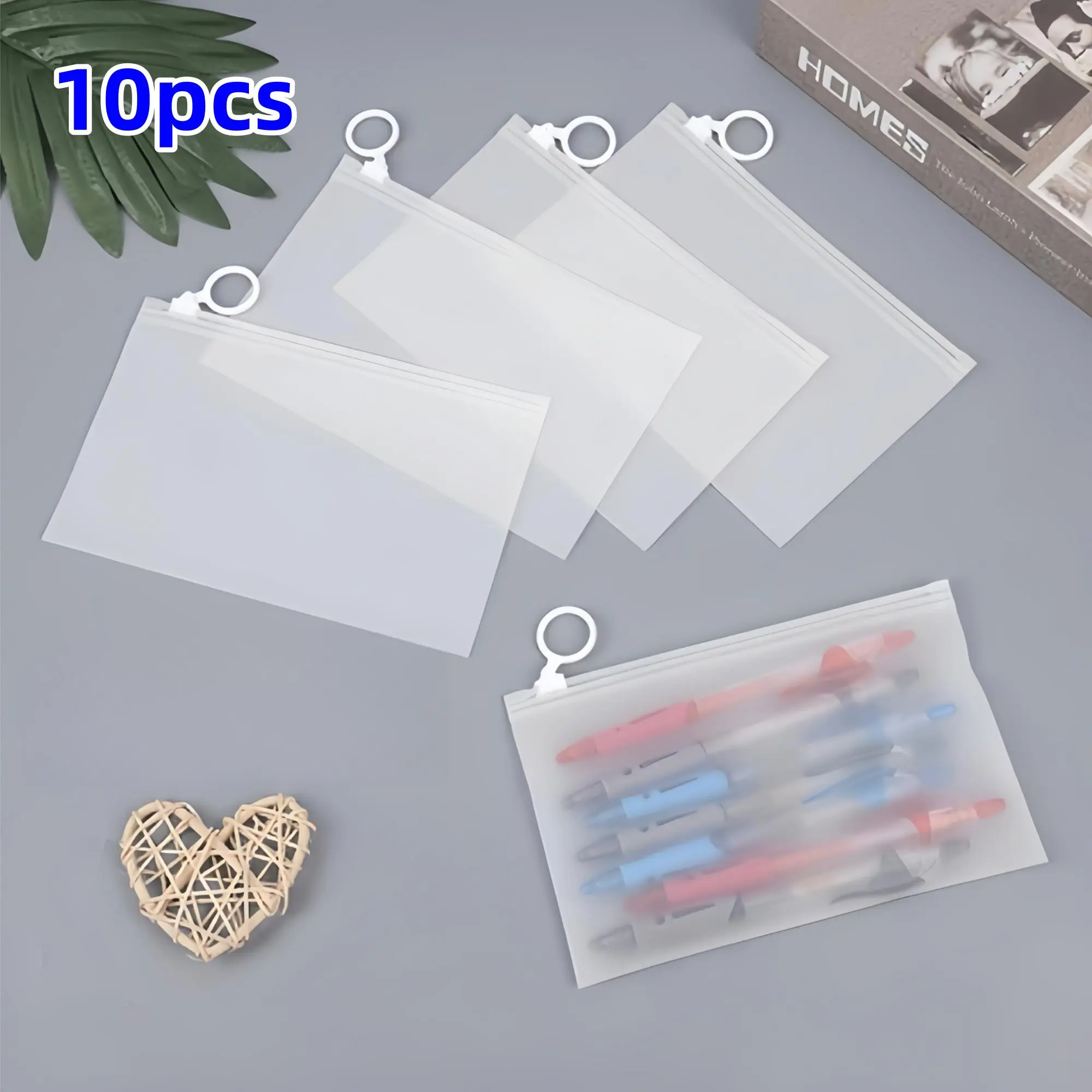 10PCS A6 Plastic Envelopes with Zipper Closure, Waterproof Reusable Document Folders, Stationery Office Supplies, Ideal for School and Office Supplies