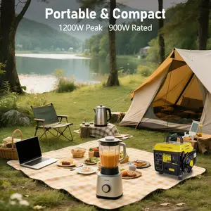 Portable Generator with 1200 Peak Watts, Powered by Gas, Featuring a Compact Handle for Camping, Home, And Emergency Situations