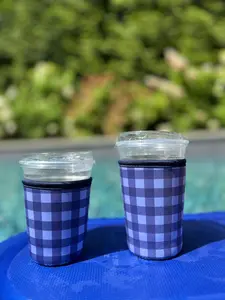 Blue Gingham Cup Sleeve