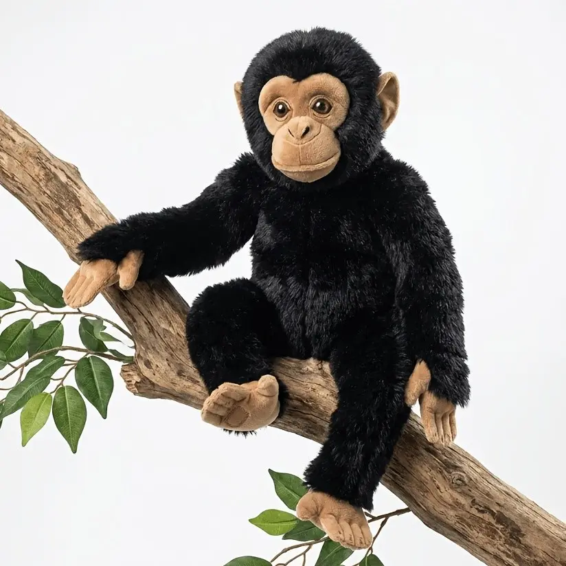Viral Punch Monkey Chimpanzee Plush Toy — Ultra Soft, Realistic Black Chimp Huggable Soft Adorable Stuffed Animal, Perfect for Cuddling, Room Decor, Gifting & Comfort for Kids and Adults Alike