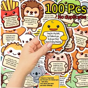 100PCS Unique Emotional Support Animal Stickers, No Repeat Motivational Stickers, Durable Vinyl & Durable PVC Stickers, Adhesive Decorative Sticker Set, high adhesive gift sticker for Kids, Teens & Adults, Cute Journals, Water Bottles, Self Care Gifts