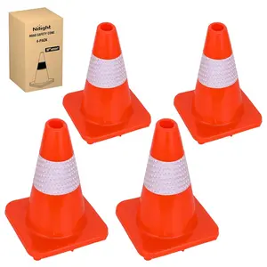 Nilight 12 inch Traffic Safety Cones, 4  Pack Durable PVC Orange Cones with Reflective Collars for Road Safety, Parking, Construction Work, Sports Training,summervibes