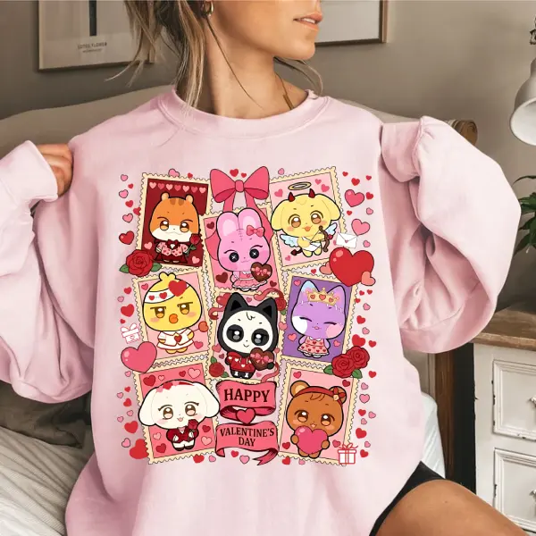 Retro Chibi Members Valentine T-Shirt – Unisex Cotton Tee for Music Fans & Country Lovers Couple