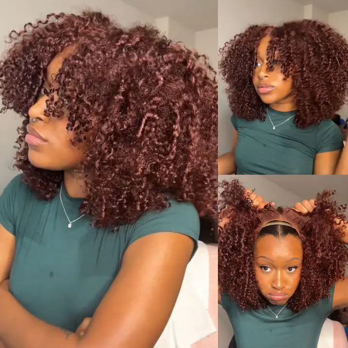 ISEE HAIR Wear Go Kinky Curly Human Hair Wig 7x5 & 9x6 Glueless Lace Wig Reddish Brown & Honey Brown Pre-Plucked Hairline Pre-Cut Lace Invisible Knots Beginner Friendly#SoHoChic #TikTokShopBackToSchool
