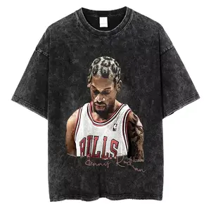 Dennis Rodman Basketball Graphic T Shirt Men'S Vintage Washed Short Sleeve T-Shirts Men Men Hip Hop Oversized T-Shirt Streetwear Does not apply