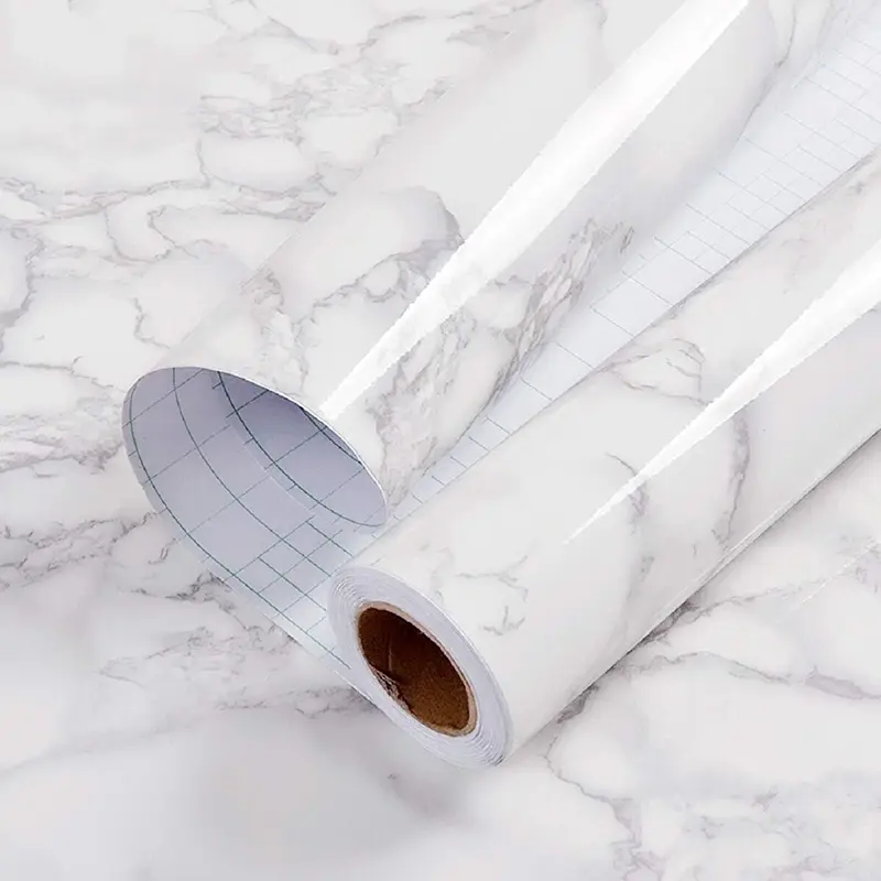 Thick Glossy Marble PVC Peel-and-Stick Self-Adhesive Film - Removable Decoration Items for Home House Decor, Cabinet Facelift, Wall & Cabinet Use, Kitchen Countertops Furniture Refurbishment