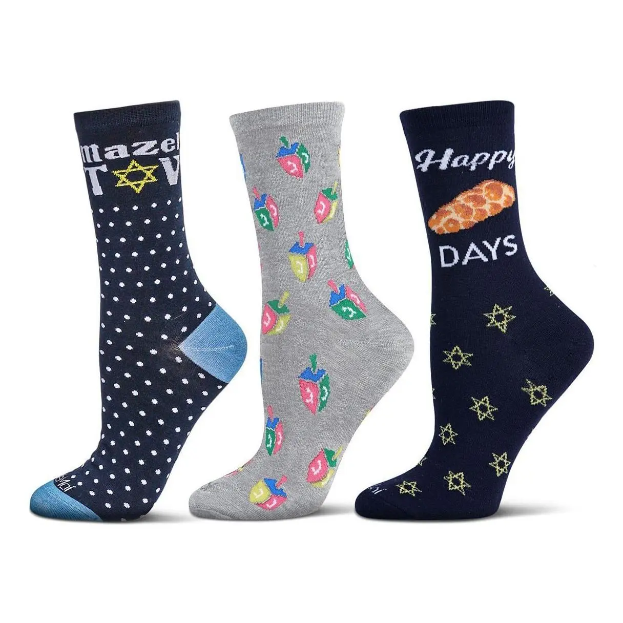 Memoi Women's Set of 3 Hanukkah Crew Socks