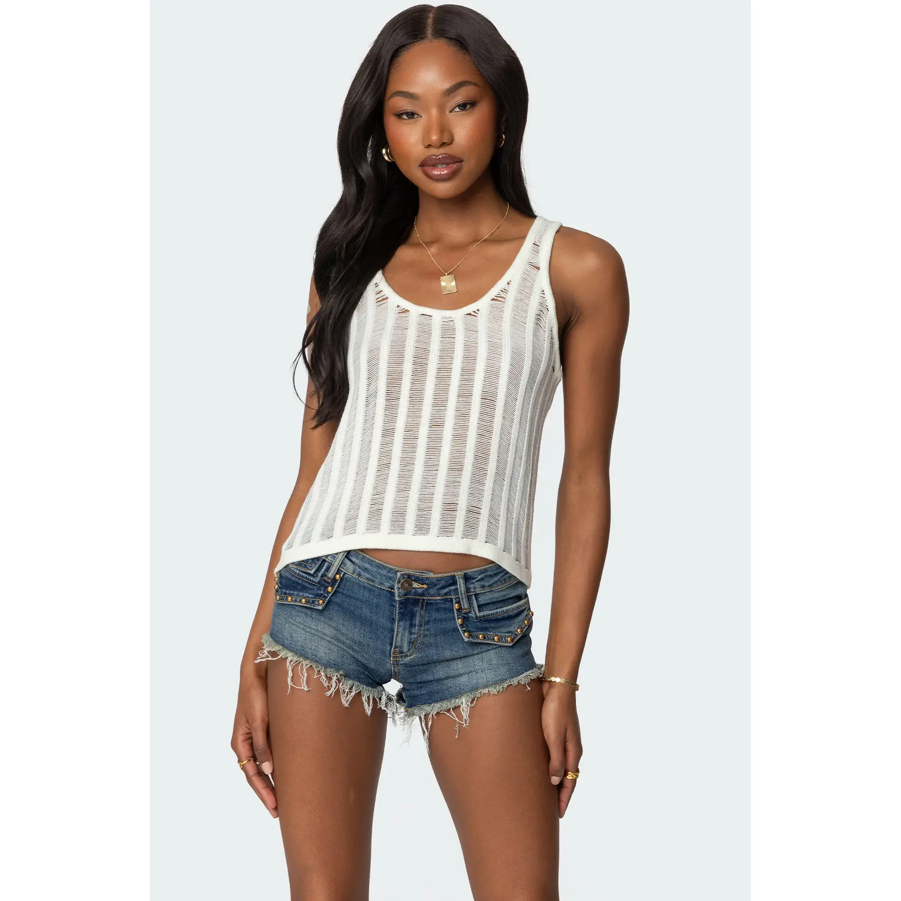 Keziah Sheer Ladder Knit Top