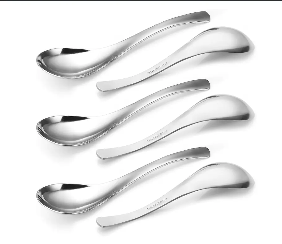 HIWARE Thick Heavy-weight Soup Spoons, High Grade Stainless Steel Soup Spoons, Set of 6