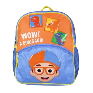Blippi Backpack Wow! A Dinosaur 14" Kids School Travel Backpack Bag For Toys w/ Raised Character Designs