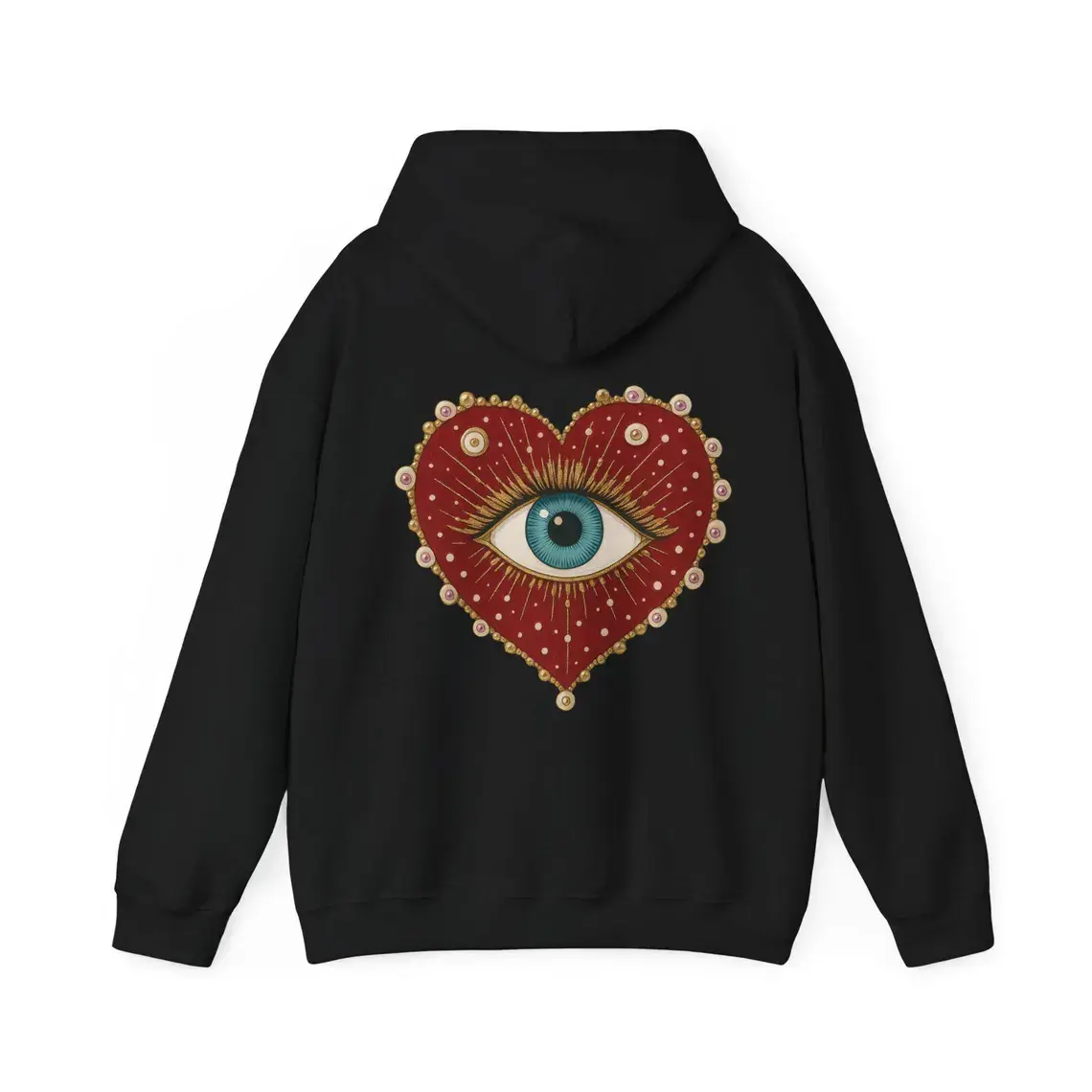 Mystic Eye Heart Hoodie, Oversized Y2K Sweatshirt, Witchy Gift, Surreal Evil Eye, Whimsigoth Style, Alt Clothing, Psychedelic Trippy, Unisex