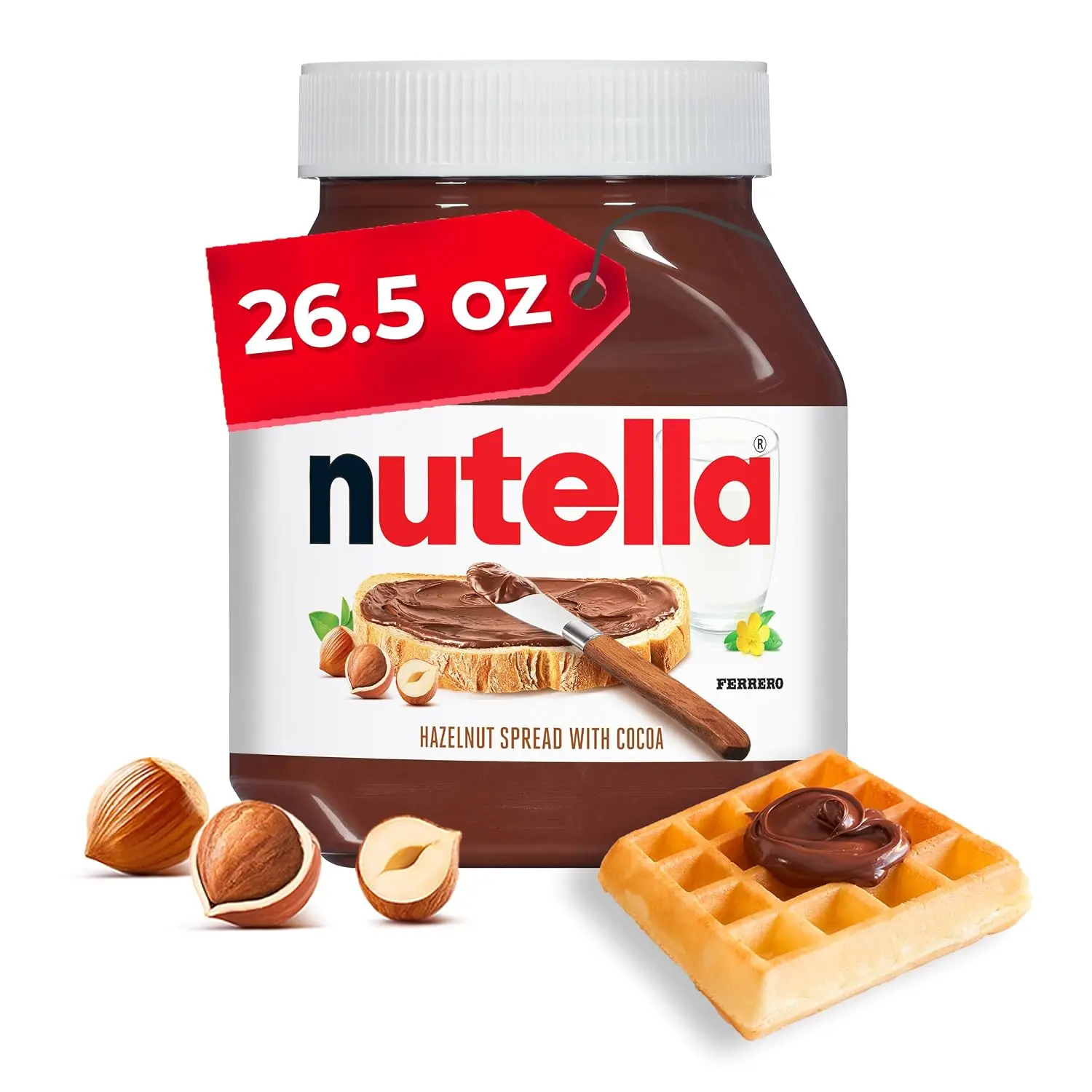 Hazelnut Spread with Cocoa, Creamy Hazelnut Spread, Breakfast Favorite, 26.5 oz Jar