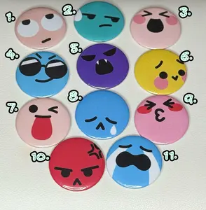 Emoji Cat Pin-Back Button, Cute Face Emoji Buttons, Funny Backpack Pins, Fans Love Gifts, Buttons For Backpacks, Fun Collectible Decor for Bags, Jackets, & Gifts