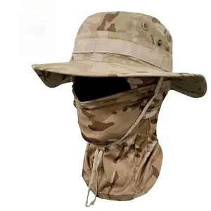 Camouflage Round-Edge Outdoor Bucket Hat Set for Female Adults, Drawstring Windproof Design, Ideal for Travel, Mountaineering, Spring Casual Outdoor Wear