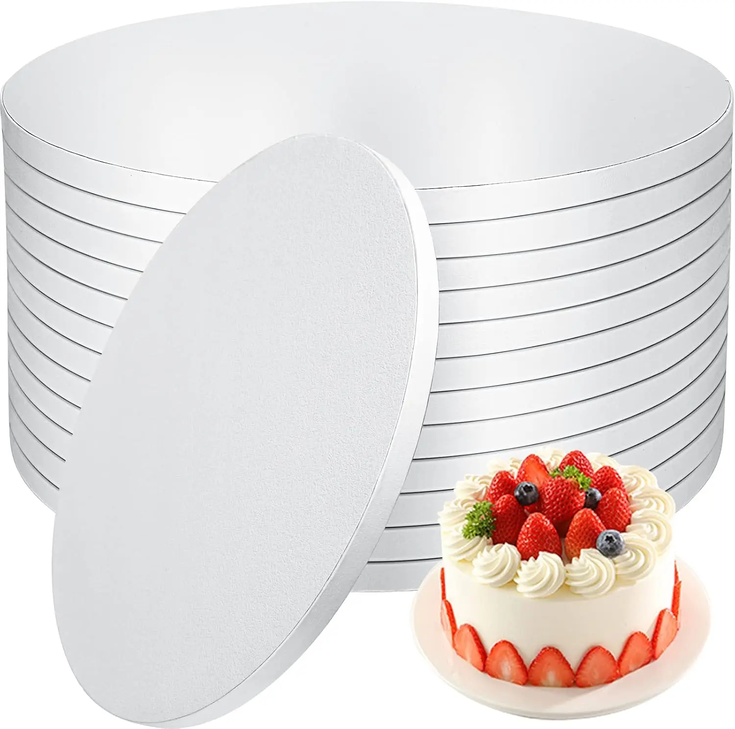 10 PCS Cake Drums 12 Inch, 12inch Drum, Cake Boards 12 Inch Round, 1/2" Thick Cardboard, Sturdy Circle, Base para Pastel Cardboard Base White Cake Boards for Wedding